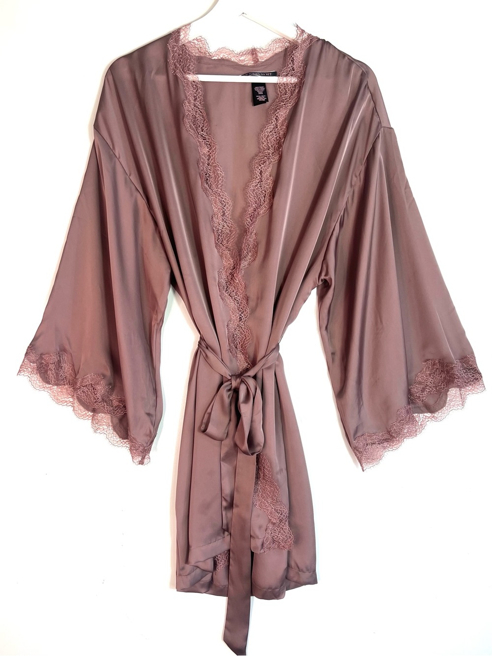 Victoria’s Secret Satin Lace Trim Robe Size XS